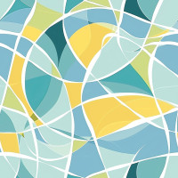 Kék, sárga, türkiz absztrakt tapéta nappaliba, előszobába