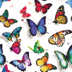 Színes lepkés tapéta nappaliba