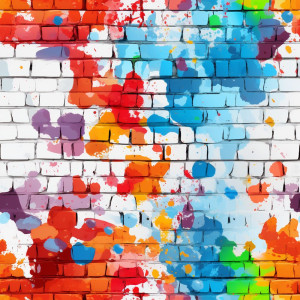 Graffitis, tégla mintás tapéta nappaliba, előszobába