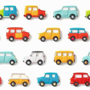 Autós színes tapéta gyerekszobába