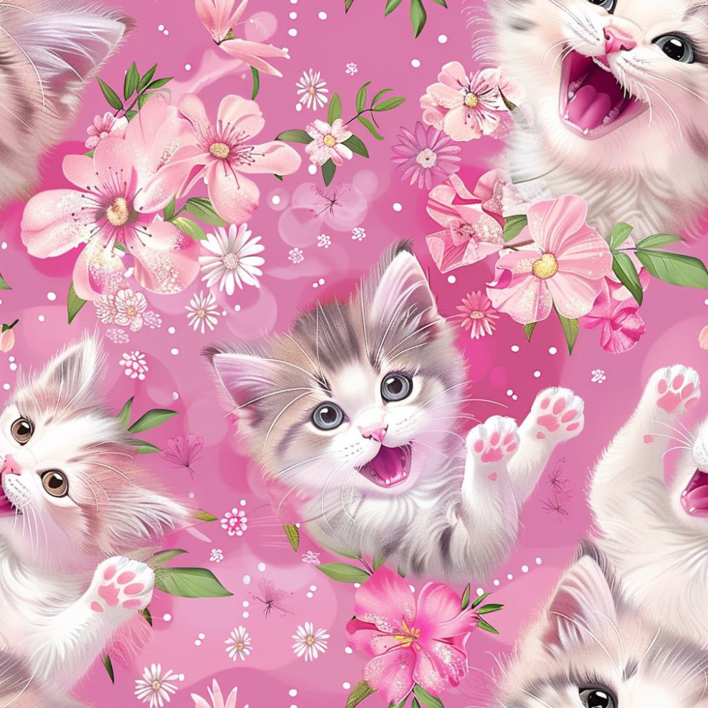 Cicás pink tapéta gyerekszobába Cicás pink tapéta gyerekszobába