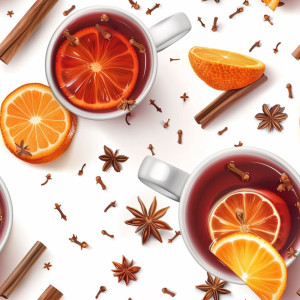 Forraltbor, narancs, szegfűszeg tapéta konyhába