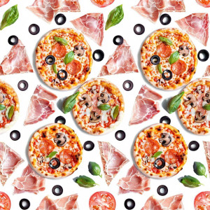 Pizzás tapéta konyhába