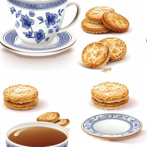 Teás, kekszes tapéta konyhába