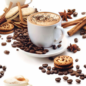 Cappuccino és keksz tapéta konyhába