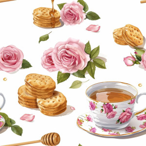 Angol rózsás teás tapéta konyhába