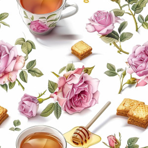 Tea rózsával tapéta konyhába