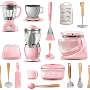 Pink konyhagépes, nőcis tapéta konyhába