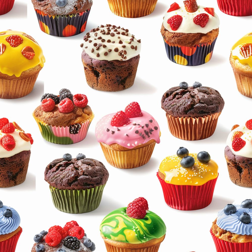 Színes muffinos tapéta konyhába