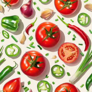 Paradicsom és paprika tapéta konyhába