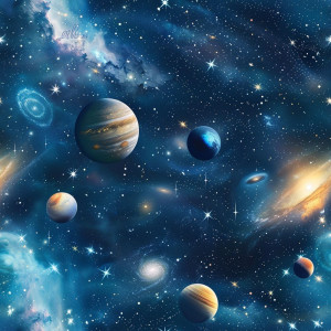 Világűr, bolygós tapéta nappaliba