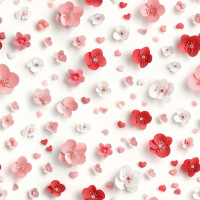 Szíves apró virágos tapéta hálószobába