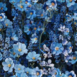 Kék virágos mező tapéta nappaliba, hálóba