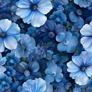 Csodaszép kék virágos tapéta nappaliba, hálóba