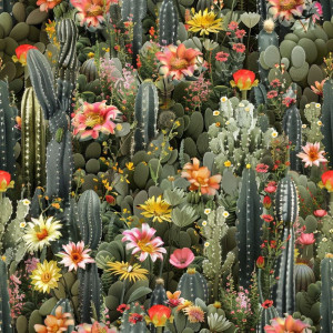 Sárga virágos kaktuszos tapéta nappaliba, hálóba