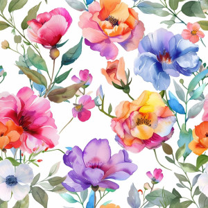 Elegáns színes virágos tapéta nappaliba, hálóba