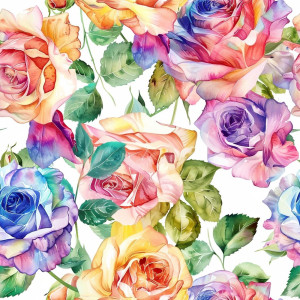 Vízfesték hatású színes rózsás tapéta nappaliba, hálóba