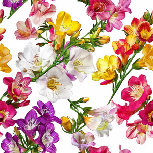 Frézia virágos tapéta nappaliba, hálóba