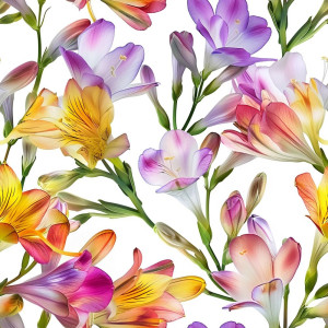 Színes Frézia virág mintás tapéta nappaliba, hálóba