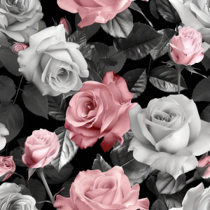 Szürke-rózsaszín rózsás tapéta nappaliba, hálóba