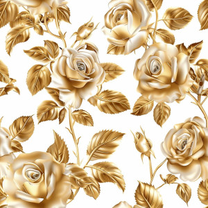 Rózsás tapéta, arany színű