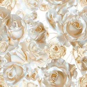 Arany-fehér Rózsás tapéta nappaliba, hálóba