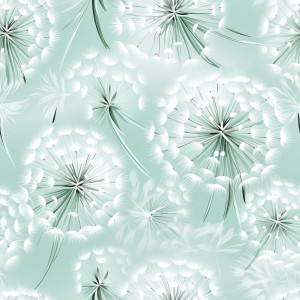 Zöld hátteres pitypang virágos tapéta nappaliba, hálóba