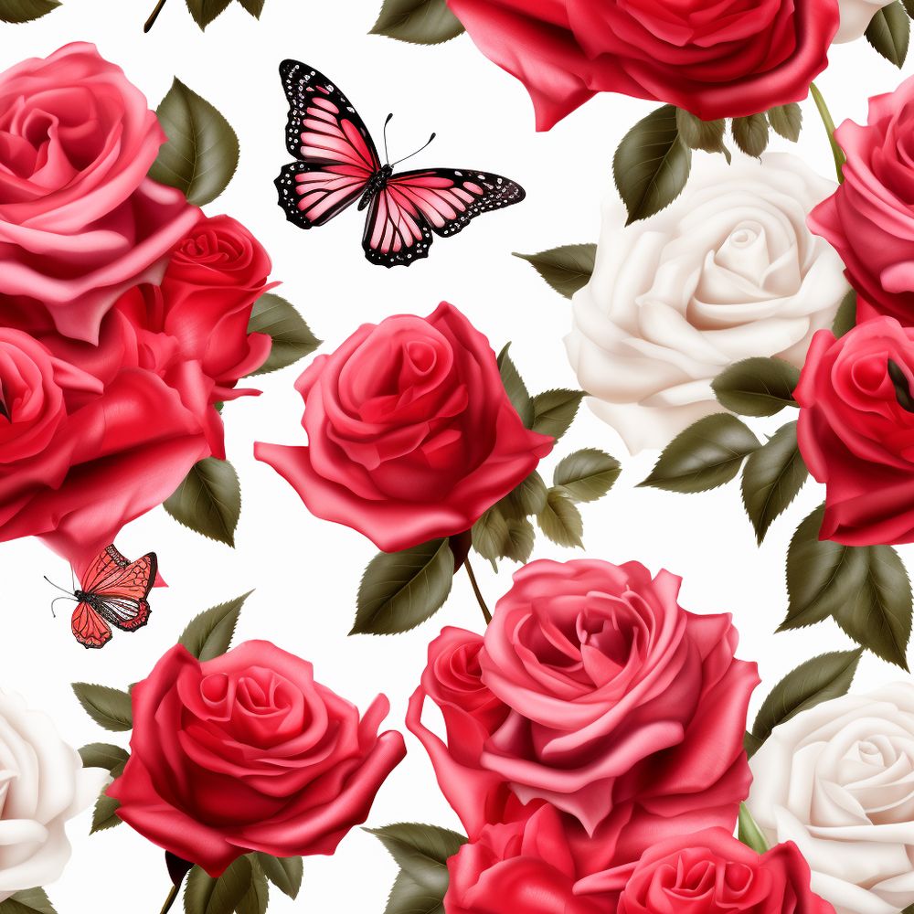 Rózsás, lepkés tapéta nappaliba, hálóba