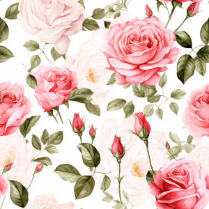 Fehér-rózsaszín Rózsás tapéta nappaliba, hálóba
