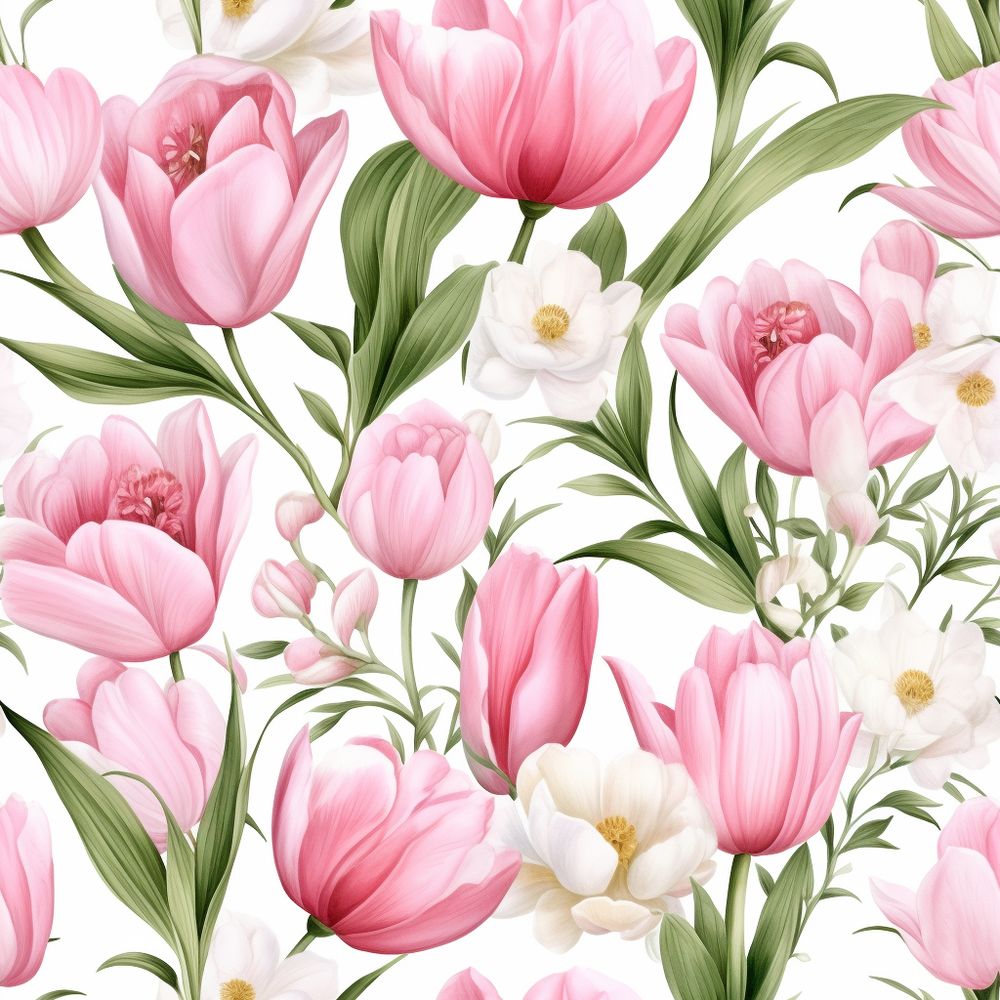 Rózsaszín Tulipános virág mintás tapéta nappaliba, hálóba