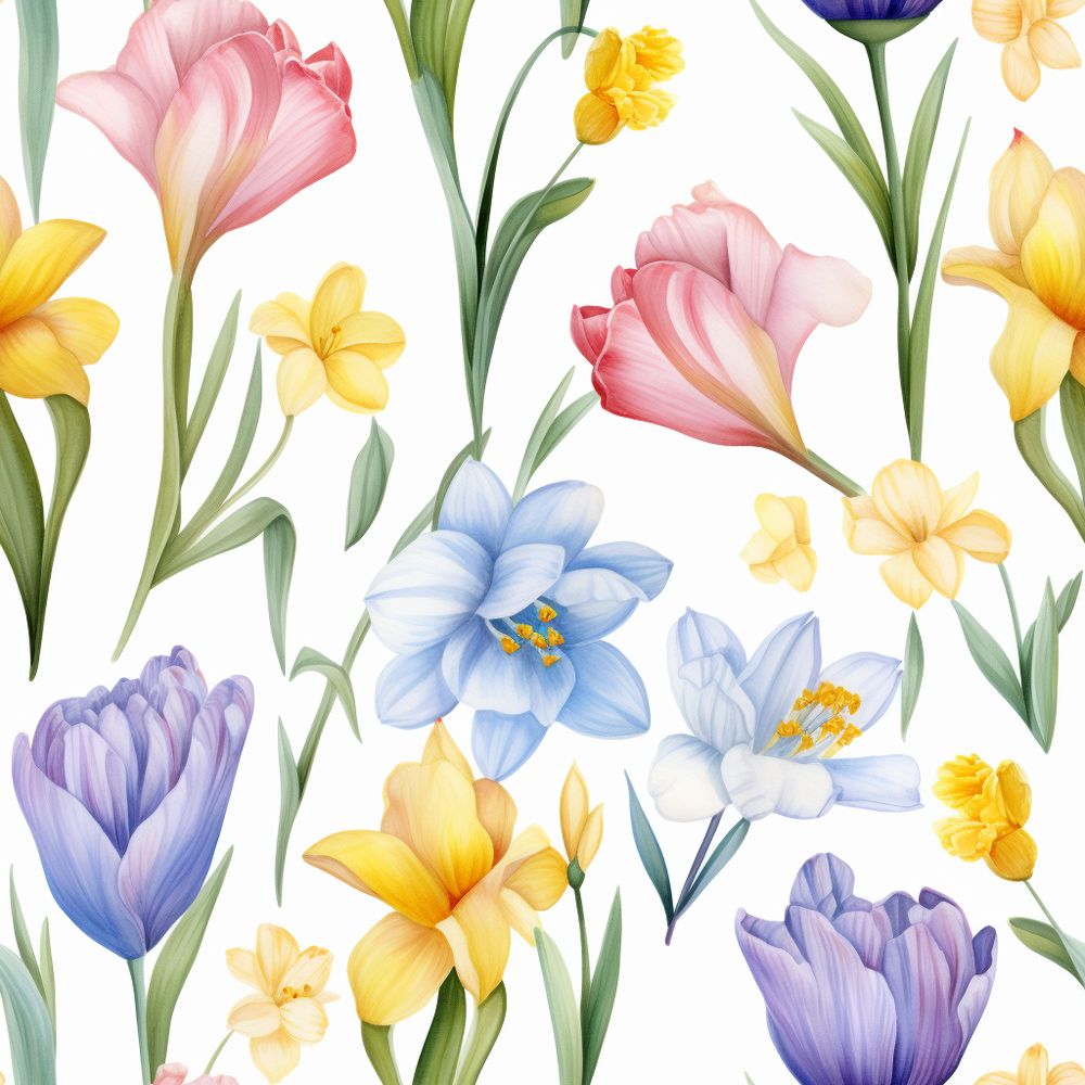 Tulipán, Nárcisz virágos tapéta nappaliba, hálóba