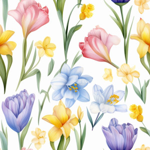 Tulipán, Nárcisz virágos tapéta nappaliba, hálóba