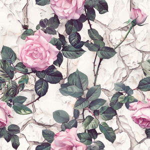 Vintage Rózsa mintás tapéta nappaliba, hálóba